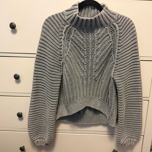 Free People Grey Knit Cropped Sweater